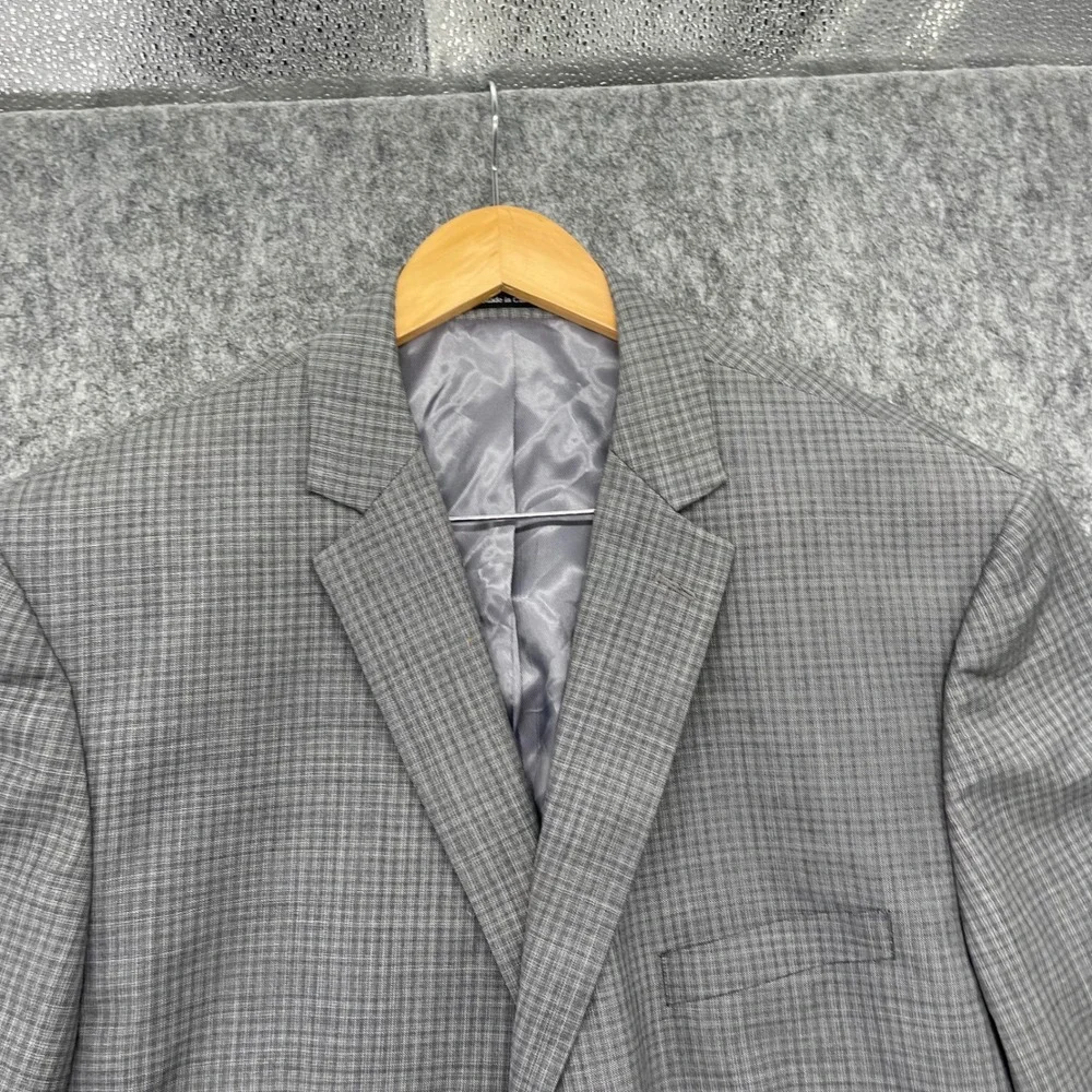 Pronto Uomo Platinum Blazer Mens 52R Grey Plaid Wool Blend 2 Button Sport Coat